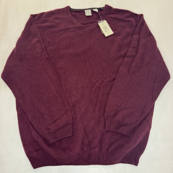 VTG Field Gear Pure Cashmere Mens XL Sweater Shirt Long Sleeve Burgundy 90s Y2K - Picture 1 of 9